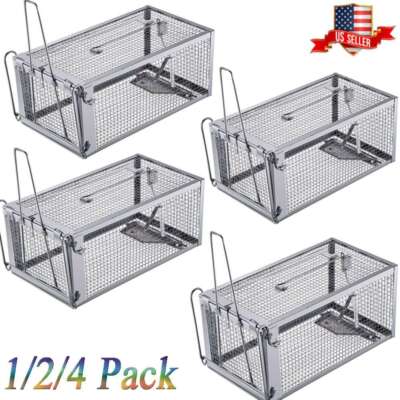 1-4pc Humane Live Animal Trap 1 Door Rodent Cage for Rabbit Cat Raccoon Squirrel