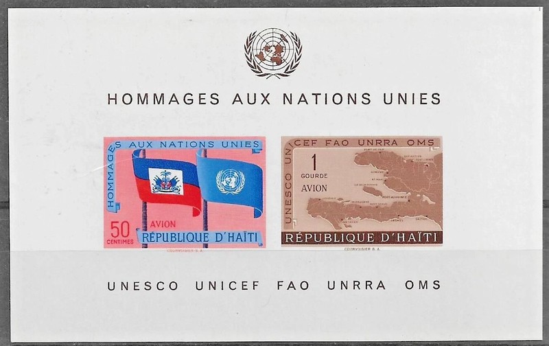 Haiti 1958 #C135a Souvenir Sheet MNH UN and Flags