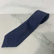 Lauren Ralph Lauren Tie Men’s Blue Geometric 100% Silk USA Made Hand Finished