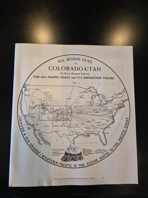 Colorado Utah Pacific Coast 1915 Exposition Travel Time Tables -Reprint 1973