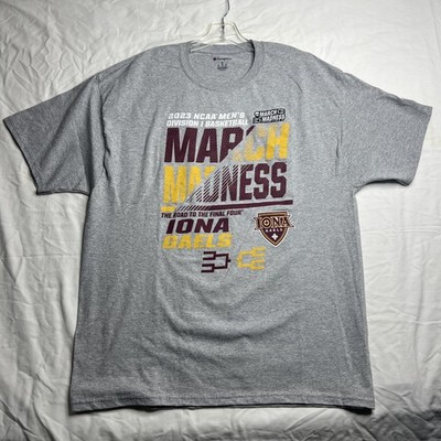 NCAA BASKETBALL MARCH MADNESS  CHAMPION XL GRAY TSHIRT 2023 IONA GAELS