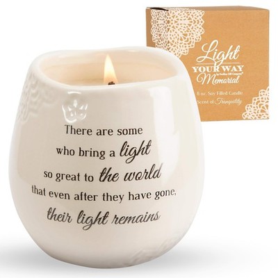 Pavilion Gift Company - 'In Memory, Light Remains' 19176 - 8 oz, Cream, Beige 