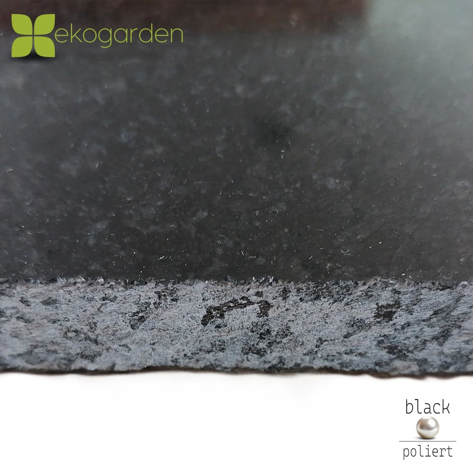 Granit Fliese Naturstein Platte Terrasse Schwarz Black Pearl poliert 60x60x2 cm - Bild 4 von 4