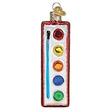 Old World Christmas Glass Ornament, Watercolor Palette With OWC Gift Box 