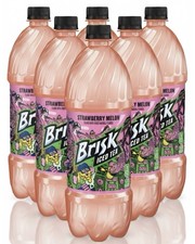 6 PACK NEW Brisk Strawberry Melon Iced Tea, 1 Liter Bottles,SAME DAY SHIPPING