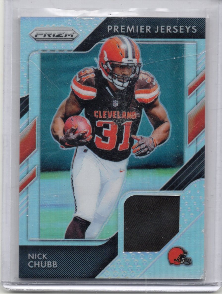 2018 Panini Prizm Nick Chubb Prizm Premier Jerseys Silver Prizm