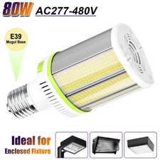 480 Volt LED Corn Bulb 80W CCT 4500K/5000K/5700K Enclosed Shoebox Fixture Light