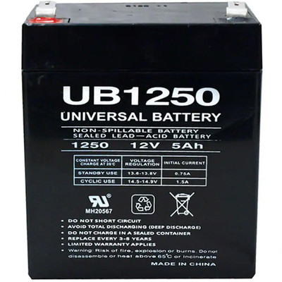 12-Volt 5 Ah F2 Terminal Sealed Lead Acid (SLA) AGM Rechargeable Battery