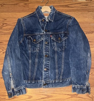 VTG 60s 70s Levis Denim Type 3 III Denim Jacket S/M Blue Dark Wash Trucker BIG E