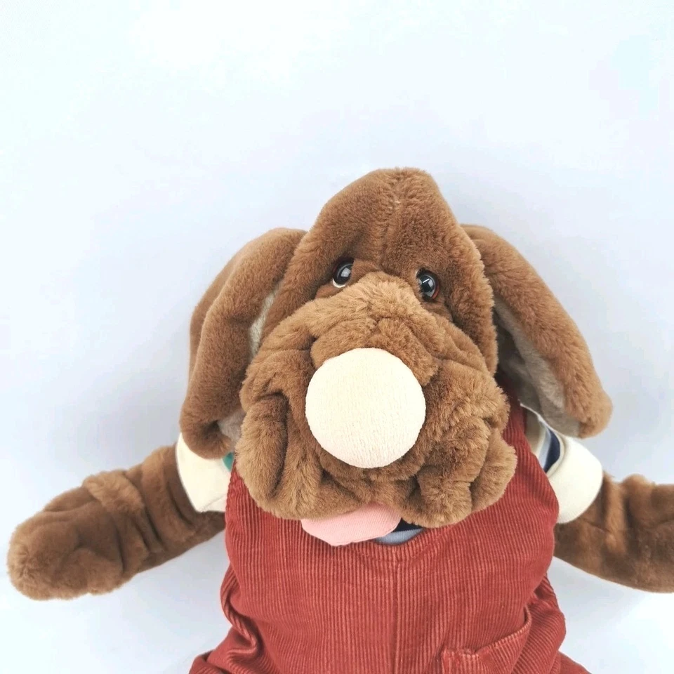 Marioneta de mano de felpa vintage con arrugas para perro Ganz Bros 1981 felpa roja pana Foto 3 de 4