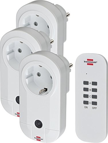 Brennenstuhl Funksteckdosen Set RC CE1 3001 3Er Mit Handsender Weiß-image