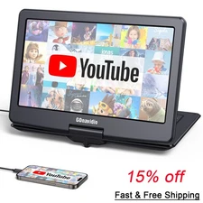 19" Portable DVD Player 1080P w/16'' Swivel Screen Rechargeable Battery USB HDMI