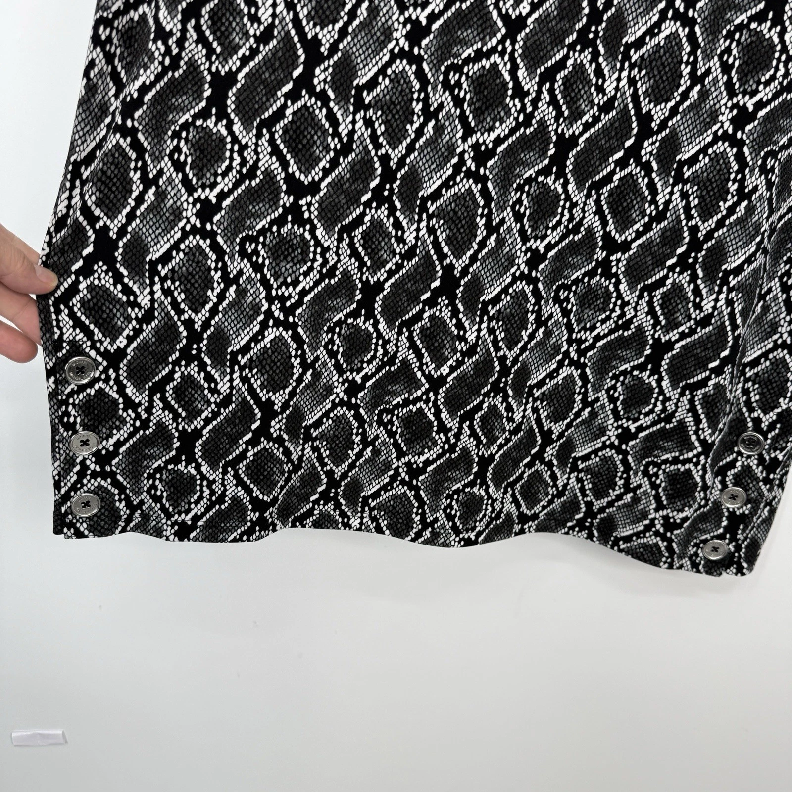 Abito a tubino Michael Kors taglia grande nero stampa animalier maglia aderente manica 3 4