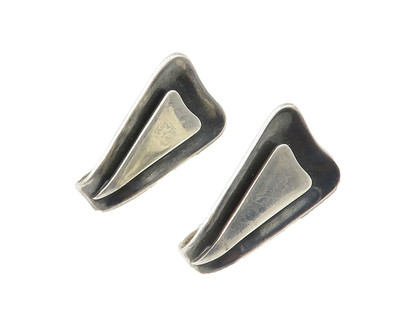 SIGI PINEDA TASCO 925 Silver  Vintage Modernist Folded Drop Earrings  EG7425