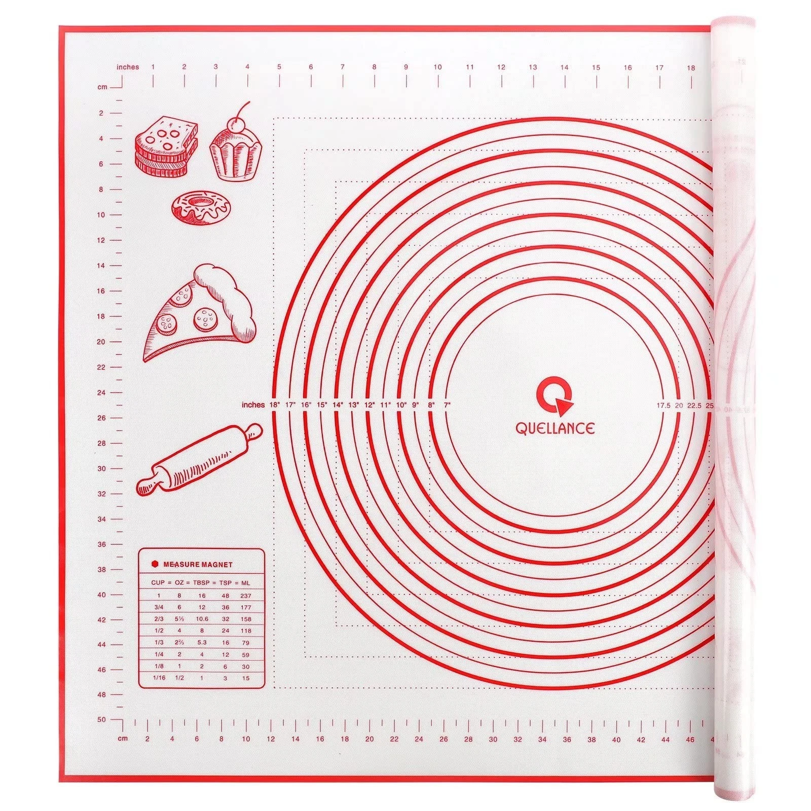 Extra Large Silicone Pastry Mat, Baking Mat with Measurement for Fondant, Rol...