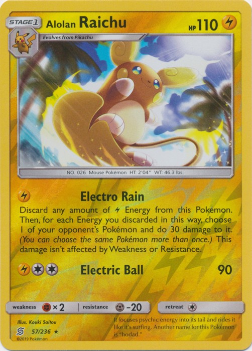 Lightly Played Alolan Raichu - 57/236 - Reverse Holo Rare Pokemon Unified Minds