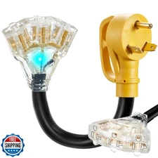 WYM world 30 Amp to 20 Amp 110V RV Distribution Adapter NEMA TT-30P Male to 3