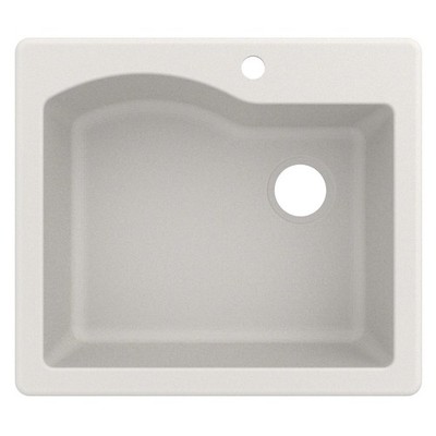 Kraus USA Quarza 25 Dual Mount Single Bowl Granite Kitchen Sink - White
