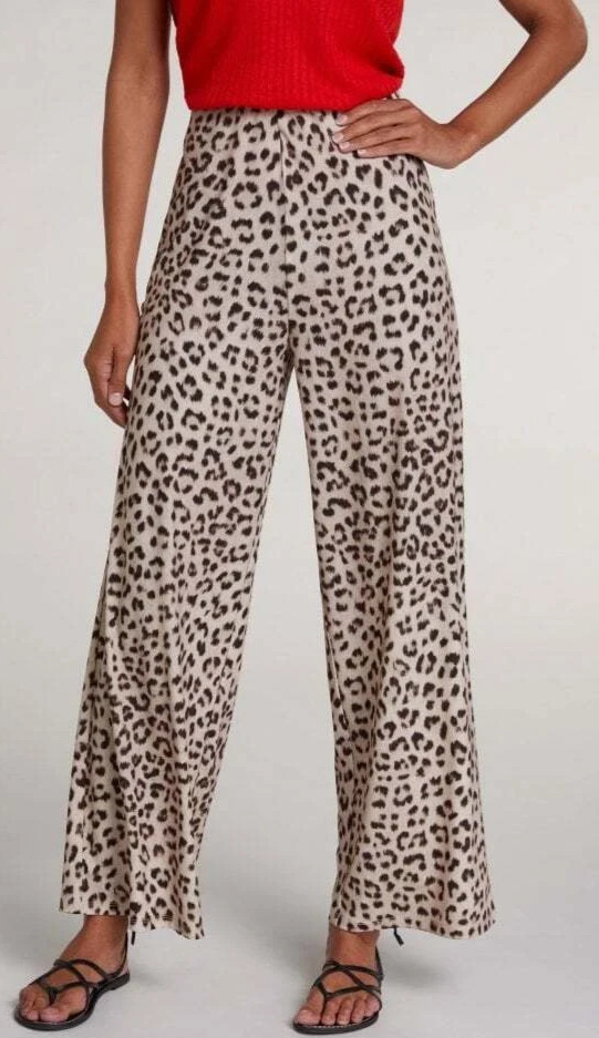 OUI Wide Leopard Trousers Elastic Waist Relaxed Fit Size 8 Uk BNWT RRP £99 Print