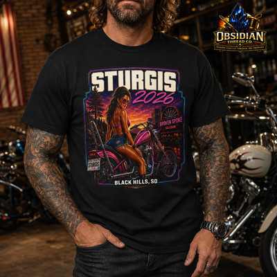 Sturgis 2026 Shirt Broken Spoke Saloon Black Hills SD Biker Motorcycle Tee