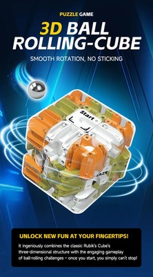 Transparent 3D Maze Cube Puzzle With Rolling Ball - Fun Stress Reliever Toy For