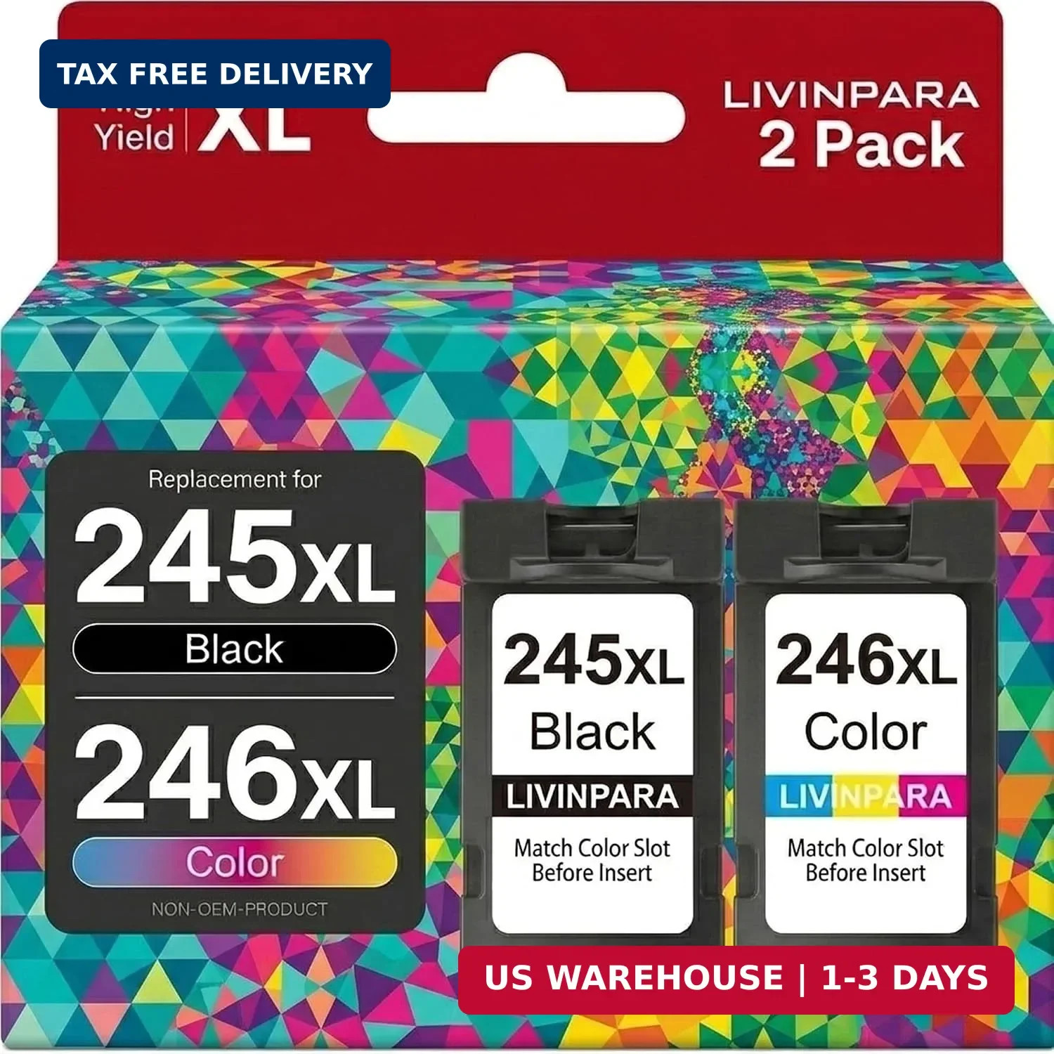245XL 246XL Ink Cartridge Replacement for Canon 245XL 246XL Combo Pack PG-245XL