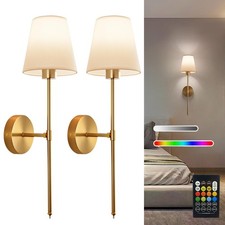 Battery Operated Wall Sconce Set of 2, Gold Rechargeable Wireless Wall Lights...