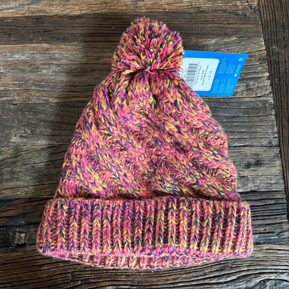 Columbia Youth Bundle Up Pom Beanie Multicolor Knit Hat Fleece Lined – OS - NWT - Image 2 of 4