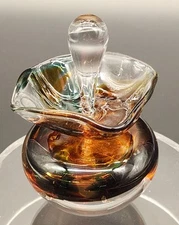 Signed Art Glass Perfume Bottle W/Stopper Nicole Tremblay Canada 4.5" Tall EUC