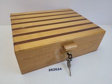 Kasse Etui Holz Intarsie gestreift Deko mit Einsatz & unten 5 Fächern #262624