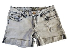 Indigo Rein Junior Forever Size 7 Denim Cuffed Shorts Distressed Stone Washed
