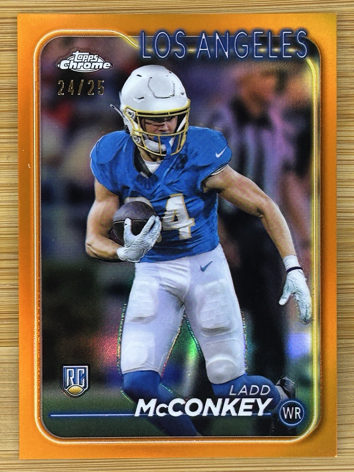 #/25 RC - 2024 Topps Chrome Ladd McConkey #212 Orange Refractor- Chargers