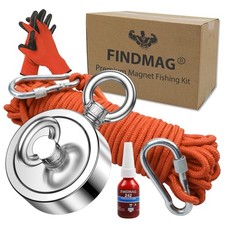 Powerful 2.95" Double-Sided Fishing Magnet Kit with Rope for Treasure Hunters