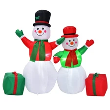 6' & 5' Christmas Inflatable Snowmen Blow Up Christmas Decoration