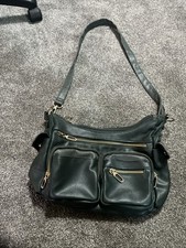 Leather Crossbody Bag with Multiple Zipper Pockets