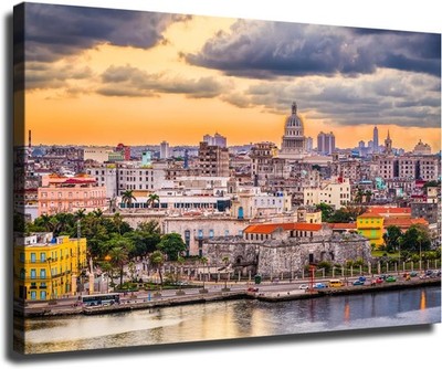 Puerto Rico San Juan City Skyline Poster Art Print Canvas Wall Art Living Room 