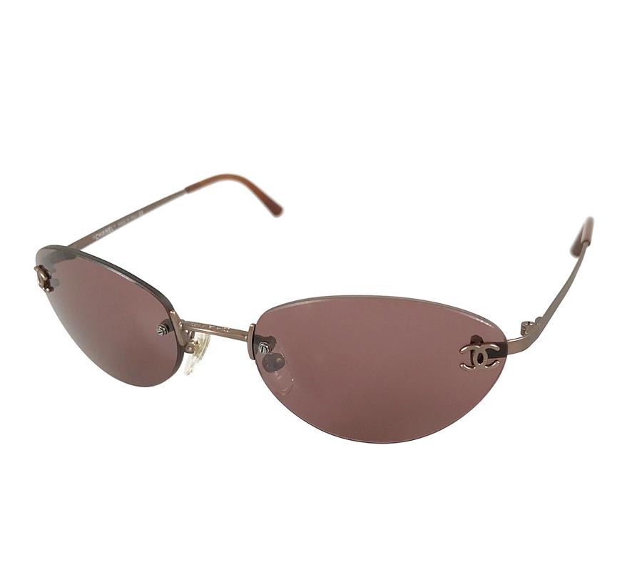 CHANEL 4003 Rimless Sunglasses Brown Gradient Lens Metal Frame