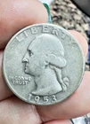 1953D  Washington Quarter  90% Silver  (VF) with Filled Mint & DDO error