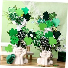 24 Pcs Decorations 8.27" Double Sided Wooden Shamrock Picks St Patricks Day