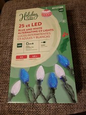 Holiday Living 25 ct. C9 LED 12Ft. Blue White String Lights NEW