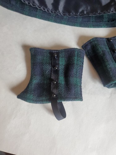 American Girl Samantha Winter Story Outfit Plaid Cape Gaiters Hat Muff Hanger - Picture 9 of 16
