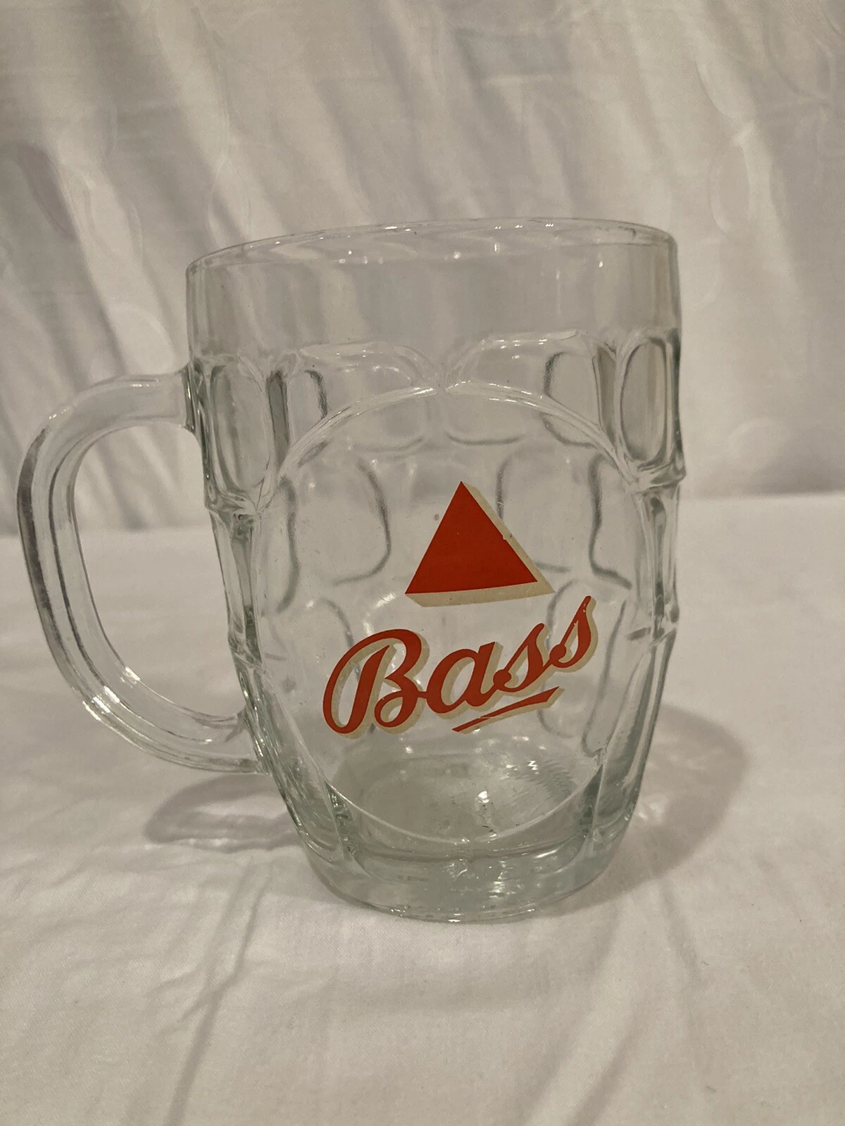 Vintage Bass Ale Beer Glass Mug Stein Dimple Glass 5" CROWN DEMA   ENGLAND