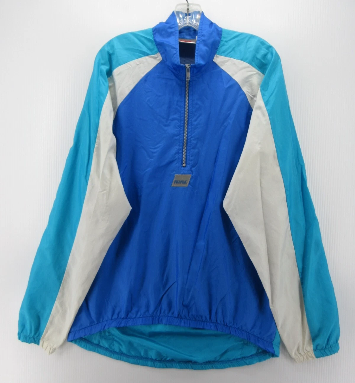 VINTAGE Nike Jacket Men Medium Blue Windbreaker Colorblock 1/4 Zip Pullover 90s