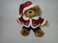 2004 Christmas Bear Snowflake Brown Teddy Red Coat Plush Stuffed Animal Dan Dee