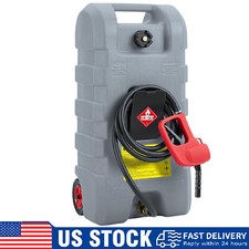 15 Gallon Gas Can Portable Fuel Caddy Tank Gas Storage Tank w/Wheels  10FT Hose