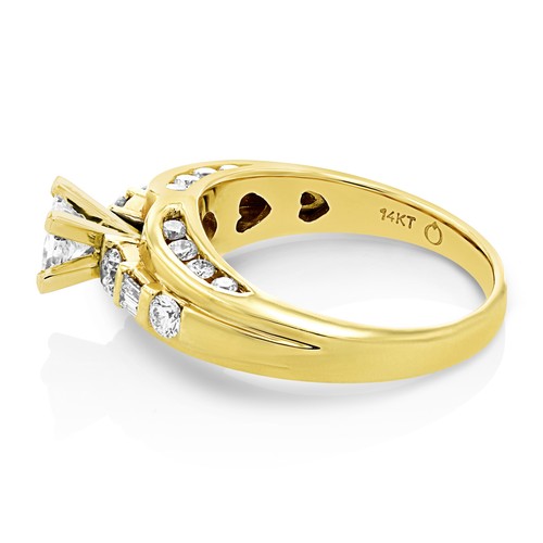 1 ct Diamond Solitaire Engagement Wedding Ring Women in 14K Yellow Gold Princess - Picture 4 of 8