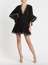 MISA by ANTHROPOLOGIE Womens Black Gold Pom Pom Kacia Dress SMALL $343.00