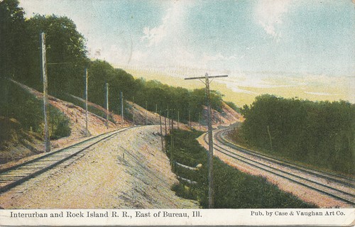 Bureau IL * Interurban & Rock Island RR Lines 1909 Co. Trolley and Railroad
