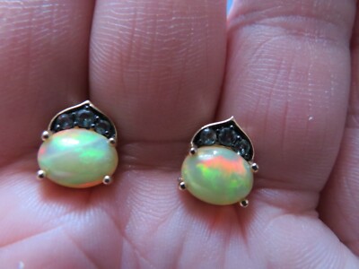 Stauer 14K Gelbgold äthiopischer Opal & Alexandrit Ohrstecker, UVP 1995 $