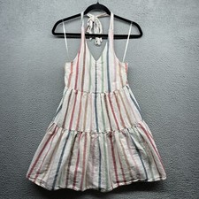 American Eagle Womens Dress Halter Stripe Tiered Multicolor Sleeveless Size S